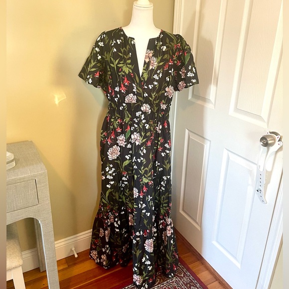 Anthropologie Somerset Black Floral Maxi Dress XL - Picture 7 of 12